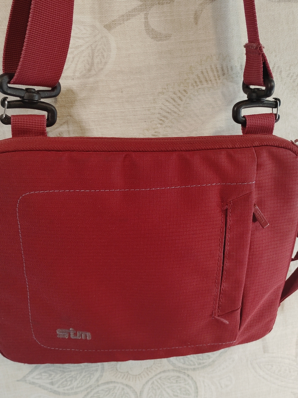 STM Maroon Laptop Crossbody Bag